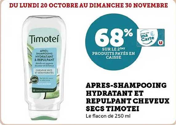 APRES-SHAMPOOING HYDRATANT ET REPLUPLANT CHEVEUX SECS TIMOTEI