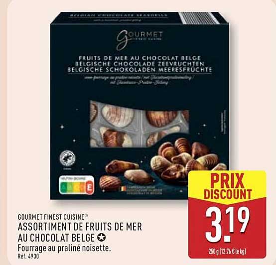 ASSORTIMENT DE FRUITS DE MER AU CHOCOLAT BELGE