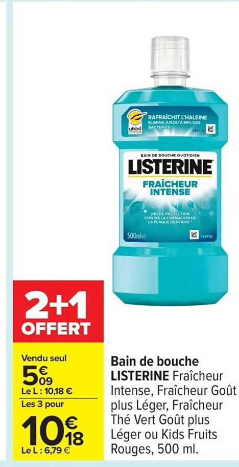 Bain de bouche LISTERINE Fraîcheur Intense 500 ml