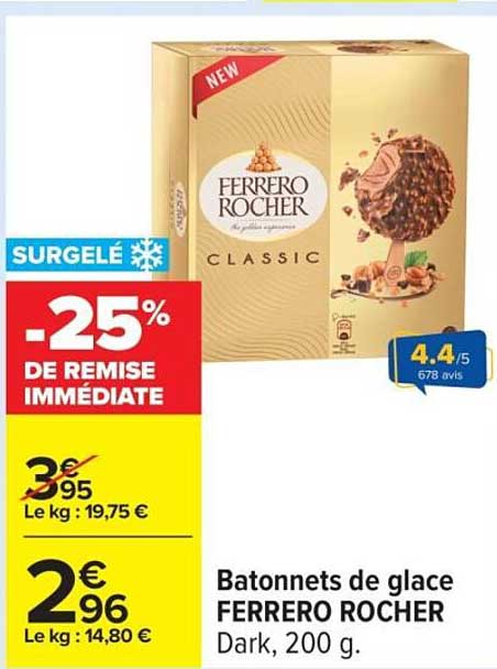 Batonnet de glace FERRERO ROCHER Classic, 200 g