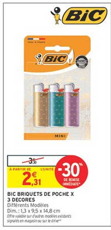 BIC BRIQUETS DE POCHE X 3 DECORES