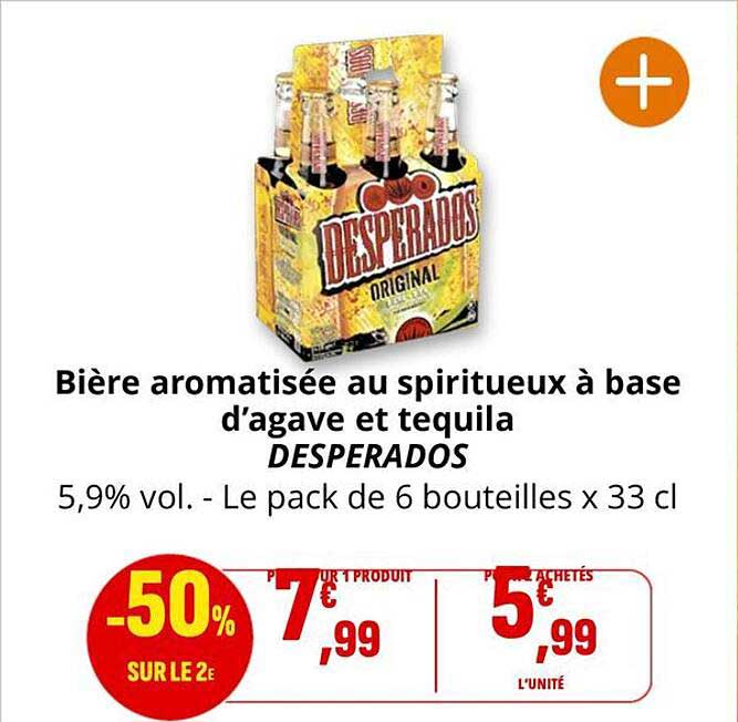 Bière aromatisée au spiritueux à base d'agave et tequila DESPERADOS