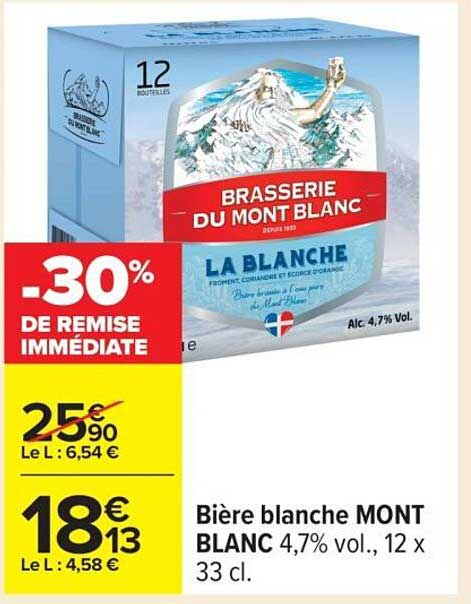 Bière blanche MONT BLANC 4,7% vol., 12 x 33 cl.