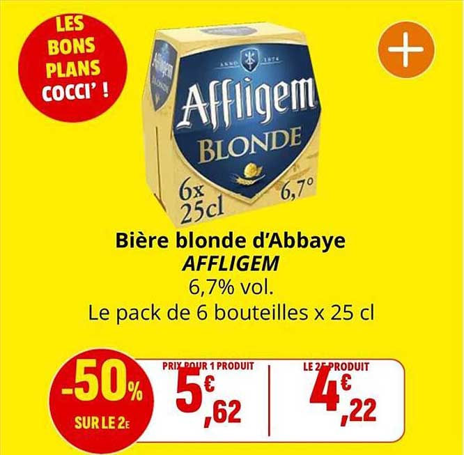 Bière blonde d'Abbaye AFFLIGEM 6,7% vol. Le pack de 6 bouteilles x 25 cl