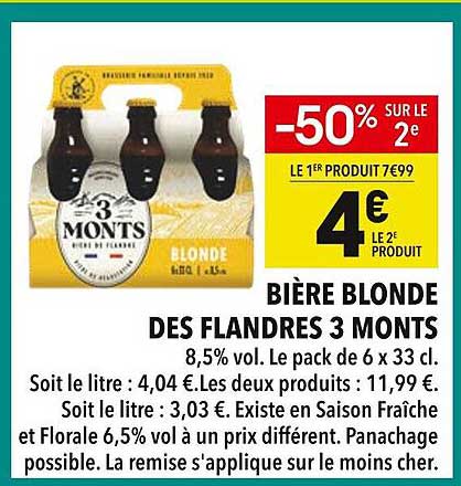 BIÈRE BLONDE DES FLANDRES 3 MONT