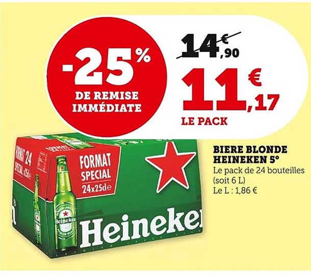BIERE BLONDE HEINEKEN 5°