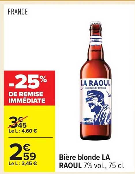 Bière blonde LA RAOUL 7% vol., 75 cl.