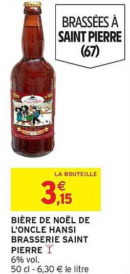Bière de Noël de l'Oncle Hansi Brasserie Saint Pierre