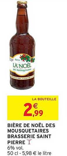 BIÈRE DE NOËL DES MOUSQUETAIRES BRASSERIE SAINT PIERRE