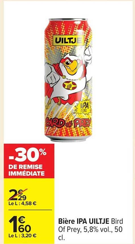 Bière IPA Uiltje Bird Of Prey, 5,8% vol., 50 cl
