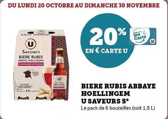 BIERE RUBIS ABBAYE HOELLINGEM U SAVEURS 5°