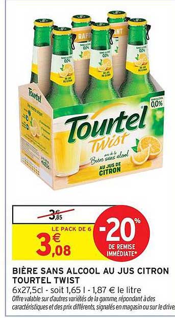 BIÈRE SANS ALCOOL AU JUS CITRON TOURTEL TWIST