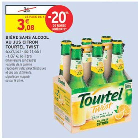 BIÈRE SANS ALCOOL AU JUS CITRON TOURTEL TWIST