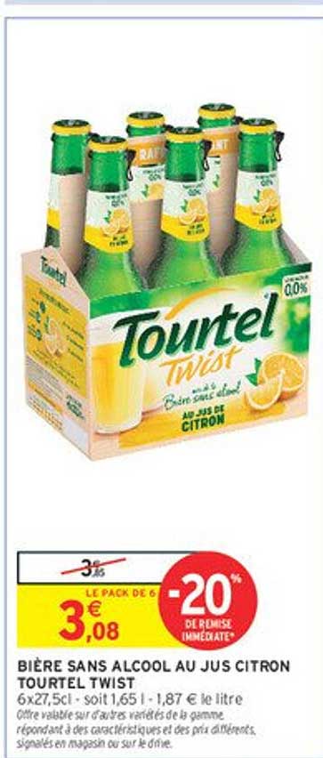 BIÈRE SANS ALCOOL AU JUS CITRON TOURTEL TWIST