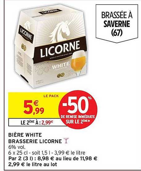 BIÈRE WHITE BRASSERIE LICORNE 6% vol.