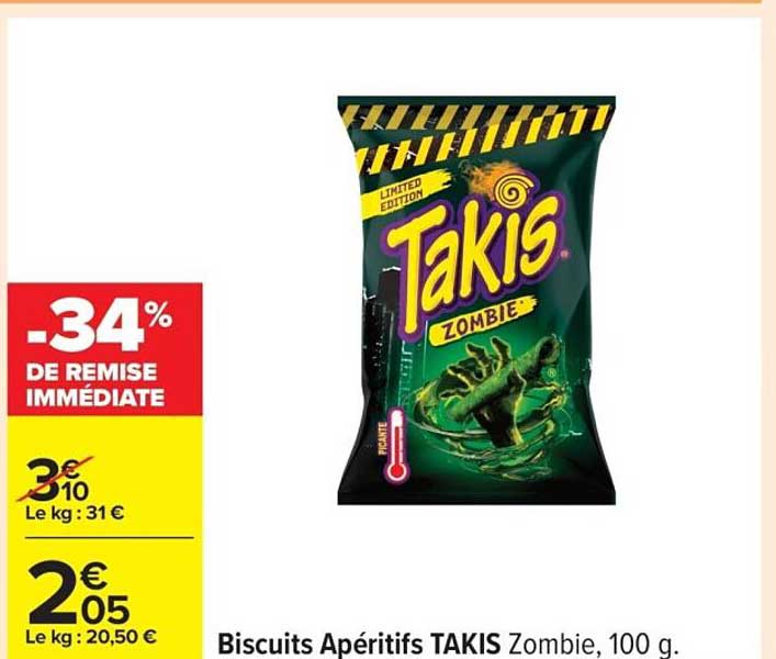 Biscuits Apéritifs TAKIS Zombie, 100 g.