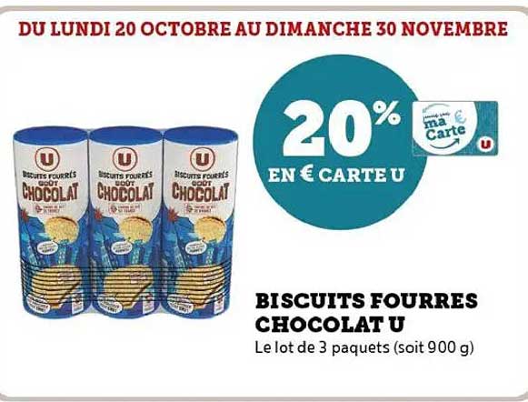 BISCUITS FOURRÉS CHOCOLAT U