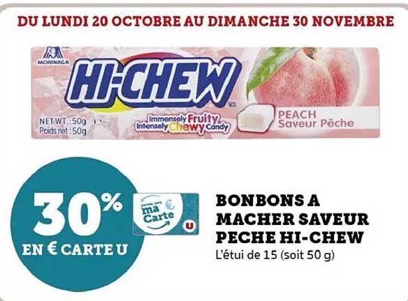 BONBONS A MACHER SAVEUR PECHE HI-CHEW