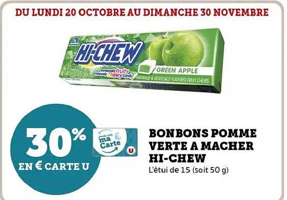 BONBONS POMME VERTE A MACHER HI-CHEW