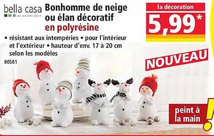 BONHOMME DE NEIGE OU ÉLAN DÉCORATIF EN POLYRÉSINE
