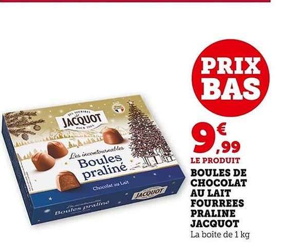 Boules de chocolat au lait fourrées praliné Jacquot