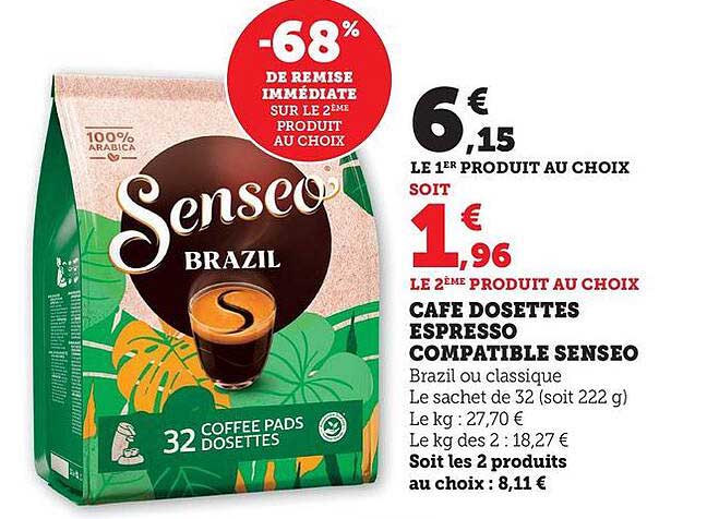 CAFÉ DOSSETTES ESPRESSO COMPATIBLE SENSEO
