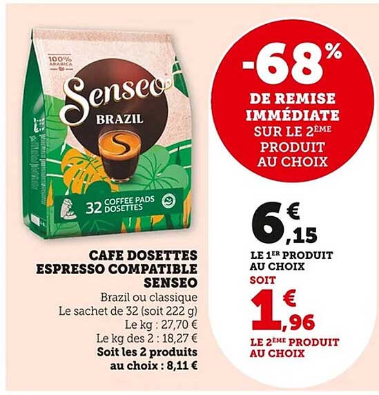 CAFÉ DOSSETTES ESPRESSO COMPATIBLE SENSEO