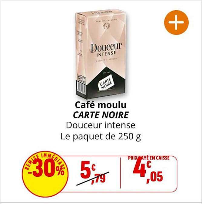 Café moulu CARTE NOIRE Douceur intense Le paquet de 250 g