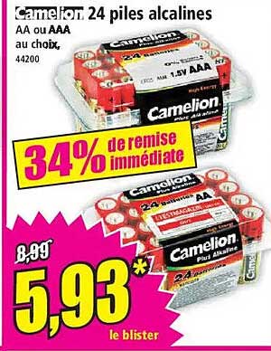 Camelion 24 piles alcalines AA ou AAA