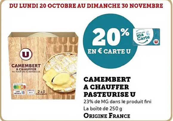 CAMEMBERT À CHAUFFER PASTEURISÉ U