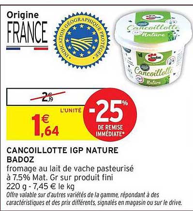 CANCOILLOTTE IGP NATURE BADOZ