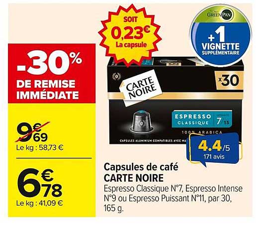 Capsules de café CARTE NOIRE