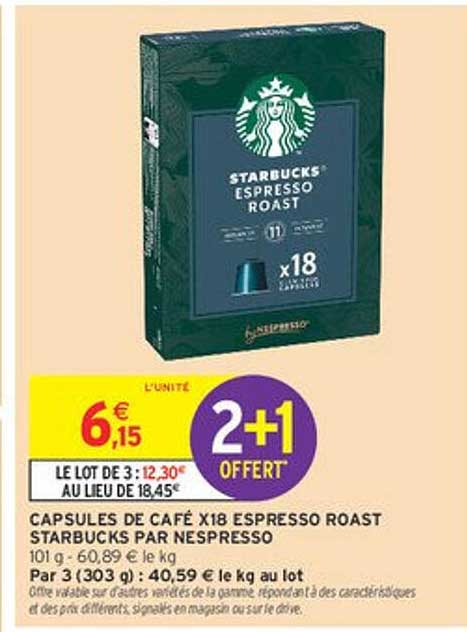 CAPSULES DE CAFÉ X18 ESPRESSO ROAST STARBUCKS PAR NESPRESSO