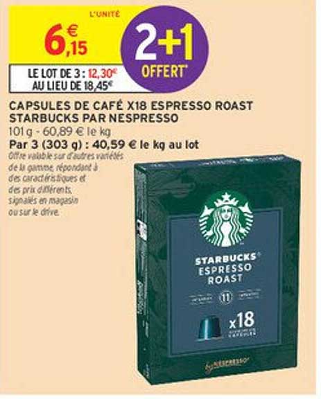 CAPSULES DE CAFÉ X18 ESPRESSO ROAST STARBUCKS PAR NESPRESSO