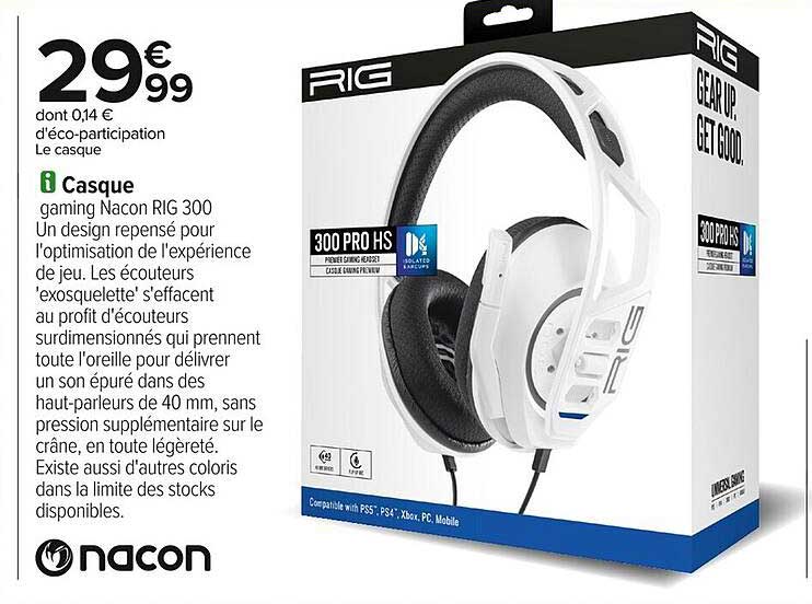 Casque gaming Nacon RIG 300