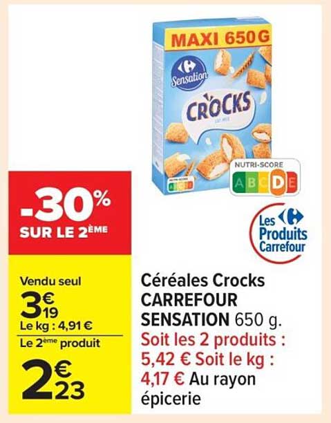 Céréales Crocks CARREFOUR SENSATION 650 g