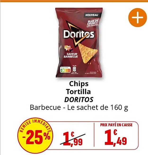 Chips Tortilla DORITOS Barbecue - Le sachet de 160 g