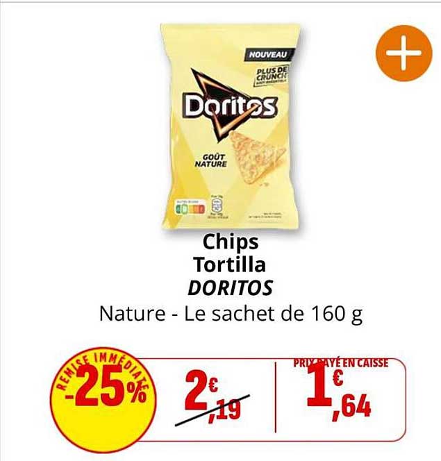 Chips Tortilla DORITOS Nature - Le sachet de 160 g