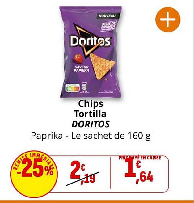 Chips Tortilla DORITOS Paprika - Le sachet de 160 g
