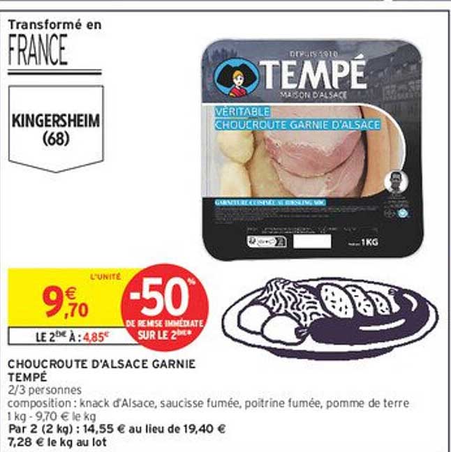 CHOUCROUTE D'ALSACE GARNIE TEMPÉ