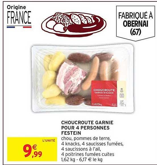 CHOUCROUTE GARNIE POUR 4 PERSONNES FESTEIN