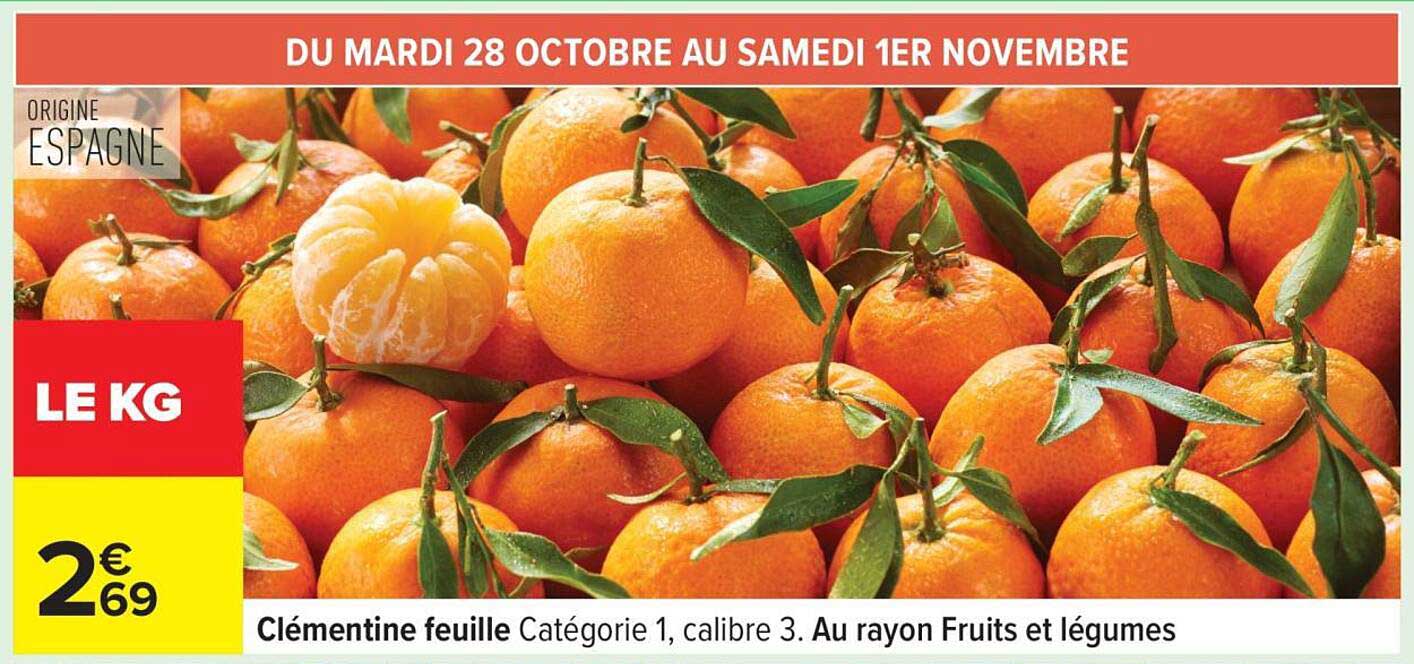 Clémentine feuille Catégorie 1, calibre 3