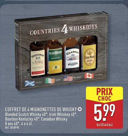 COFFRET DE 4 MIGNONETTES DE WHISKY