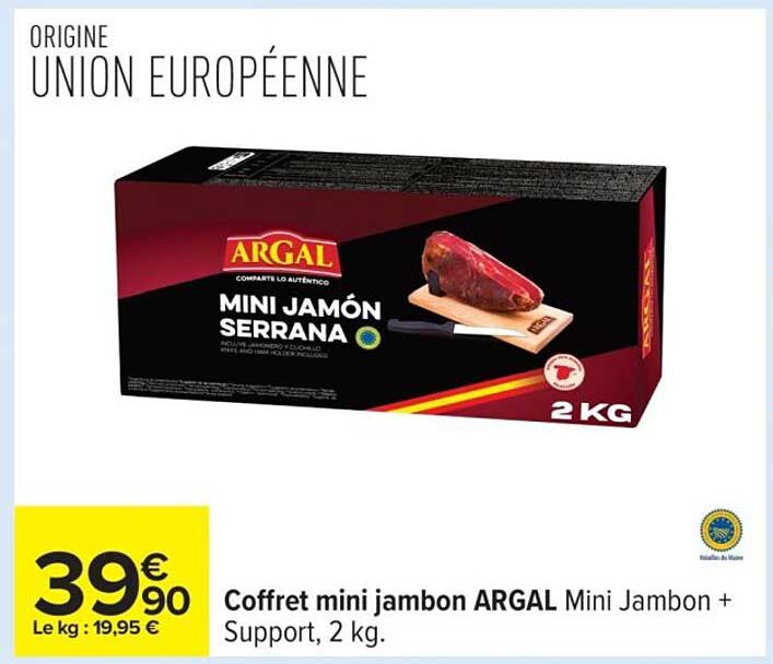 Coffret mini jambon ARGAL Mini Jambon + Support, 2 kg.