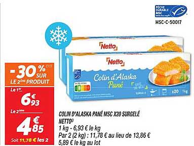 COLIN D'ALASKA PANÉ MSC X20 SURGELÉ NETTO