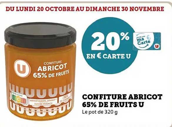CONFITURE ABRICOT 65% DE FRUITS U