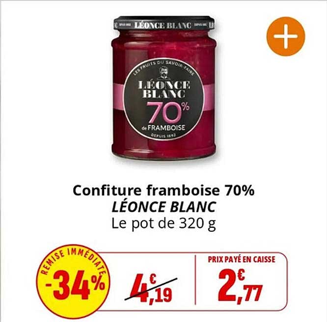 Confiture framboise 70% LÉONCE BLANC