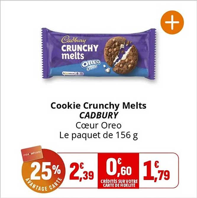 Cookie Crunchy Melts CADBURY Coeur Oreo Le paquet de 156 g