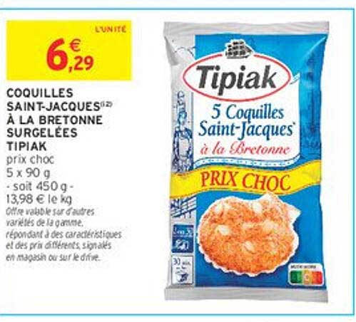 COQUILLES SAINT-JACQUES à la Bretonne surgelées TIPIAK