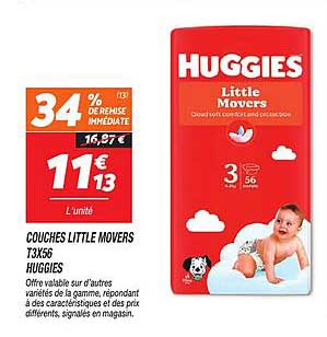 COUCHES LITTLE MOVERS T3X56 HUGGIES